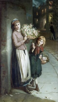 Flower Girls , A Summers Night (1885)