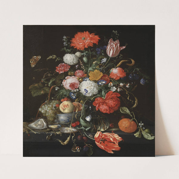 Flower Still Life with a Bowl of Fruit and Oysters (1665 and 1665) by Jan Davidsz de Heem
