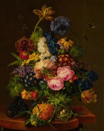 Flowers and Pineapple on an Entablature