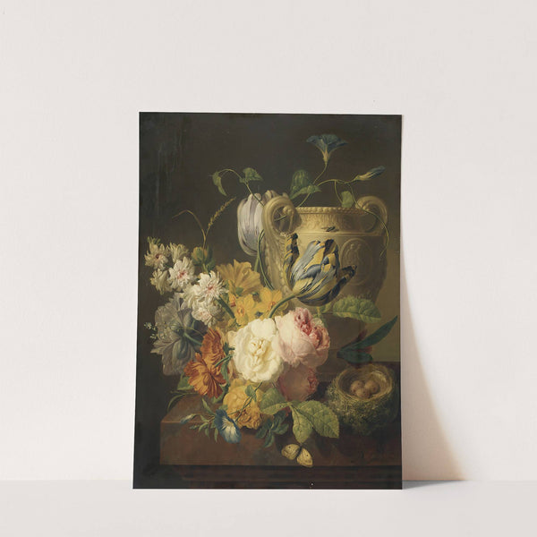 Flowers by a Stone Vase by Peter Faes