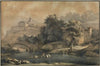 Flußlandschaft mit Bergkloster