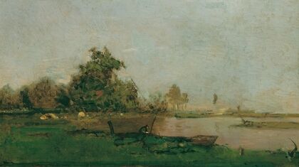 Flusslandschaft Mit Boot