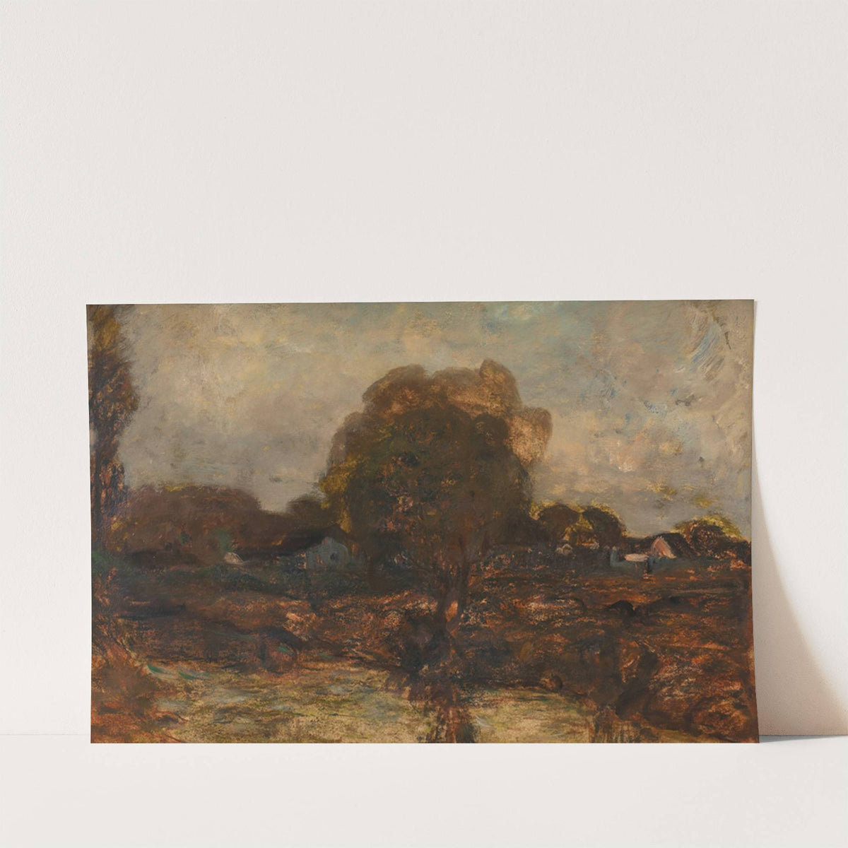 Flusslandschaft mit Dorf (ca. 1890) by Adolf Hölzel