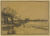 Flusslandschaft mit romanischem Kirchbau