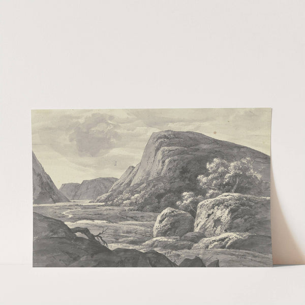 Flusstal mit Kapelle und Wanderer by Louis Gurlitt