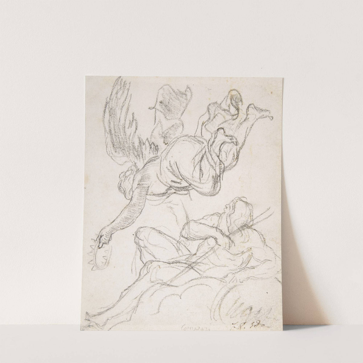 Flying Figure Holding a Crown, Reclining River God by Jacques Louis David