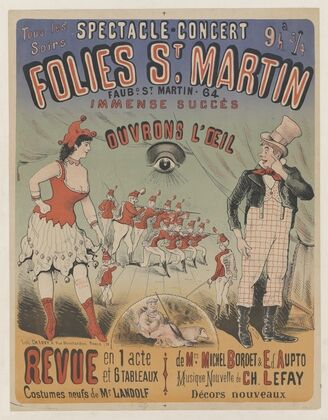 Folies St Martin. Ouvrons l’oeil. Revue en 1 acte et 6 tableaux. musique nouvelle de Ch. Lefay (1880)