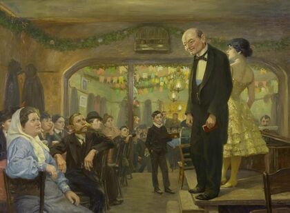 Folk singer performance (Jean Meneghini and Mizzi Lang) in a Viennese suburban inn (1906)