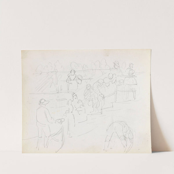 Folkemengde i trapp (between 1865 - 1872) by Adolph Tidemand