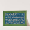 For Advertising on the Railway Apply to W. H. Smith & Son (1909) by Eric Gill