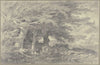 Forest edge with herd of goats