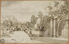 Formal Garden with Fountain in Foreground
