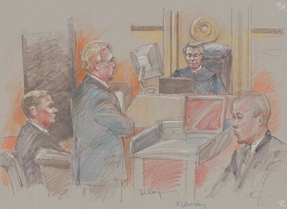 Former representative Tom DeLay during his corruption trial for illegal campaign finance activities