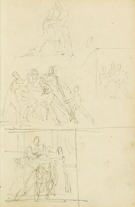 Four compositional studies for a group of figures