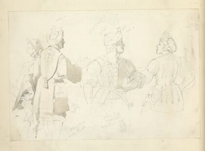 Four half length studies of men wearing hats