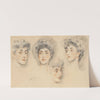 Four head studies of a lady, traditionally identified as Mrs Gertrude Vanderbilt Whitney by Paul César Helleu