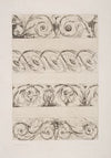 Four horizontal designs of vegetal shapes and cherubs