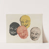 Four Japanese masks (1856-1897) by Henri-Charles Guérard