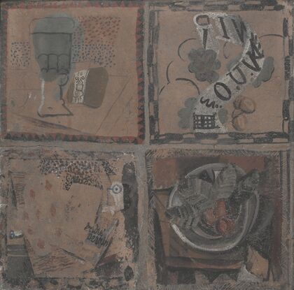 Four paintings on tile (Quatre peintures sur un carreau) Avignon, France  — size preview