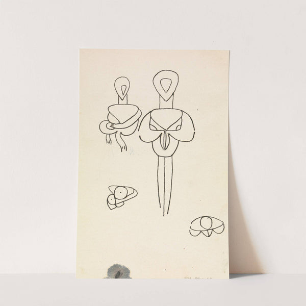 Four Studies for Two Figural Designs by Henri Gaudier-Brzeska