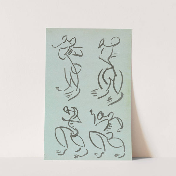 Four Studies of Dancing Figures. by Henri Gaudier-Brzeska