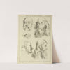 Four studies of men&#039;s heads, and an eye by Peter Paul Rubens