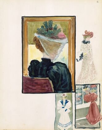 Four vignettes of fashionably dressed women (1895–1897)