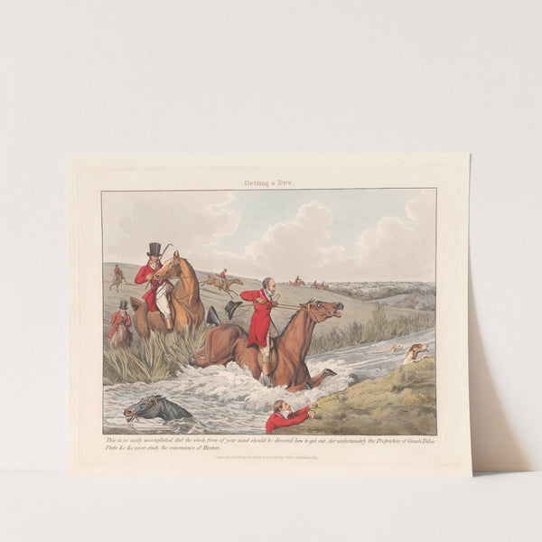 [Fox-hunting] Some Do and Some Don’t: It is All a Notion. Getting a Dive (1820) by Henry Thomas Alken