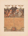 Fox in monk’s habit (Reinaert) with hare (Cuwaert) near fox (Hermeline) and cubs in fox den (1910)