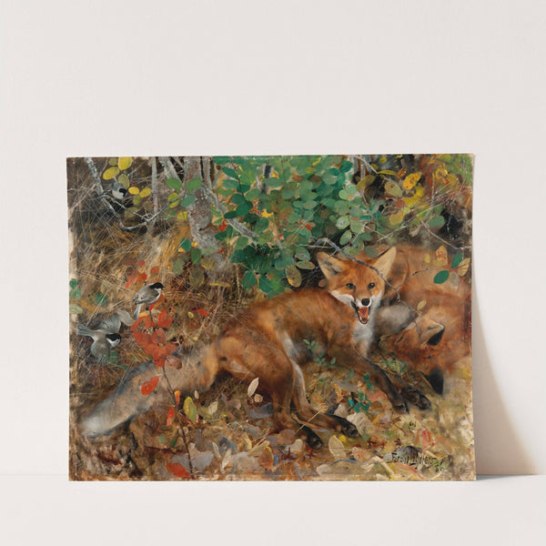 Foxes (1886) by Bruno Liljefors