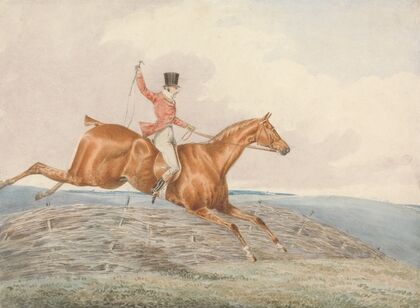 Foxhunting; Rider, Taking a Fence