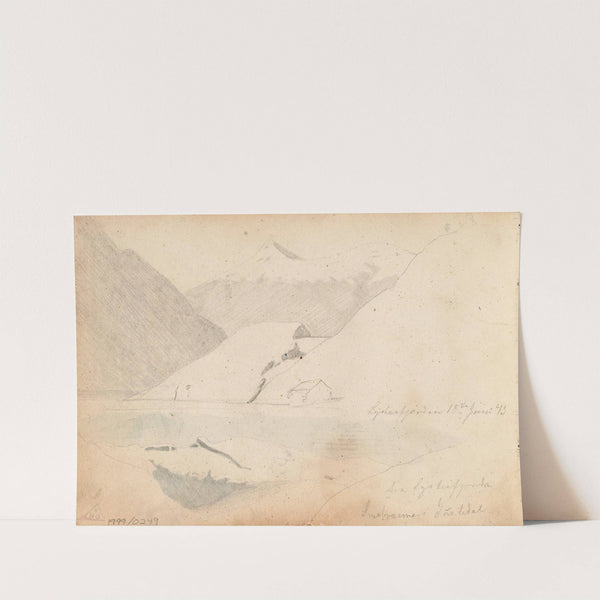 Fra Lustrafjorden; Jostedalsbreen sett fra Lustrafjorden by Hans Gude