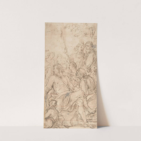 Fragment of a Composition with a Reclining Semi-Nude Man Surrounded by Soldiers and Other Onlookers in a Landscape by Luca Giordano