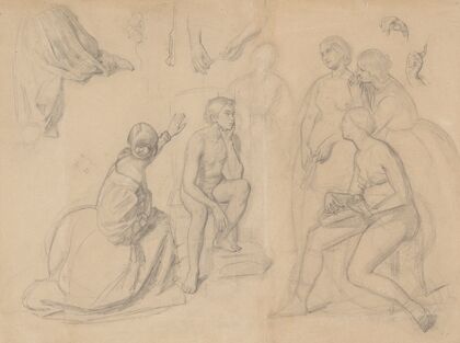 Fragment of composition with the prince figure and the ladies gathered around him, for the painting ‘The Upbringing of Sigismund Augustus’