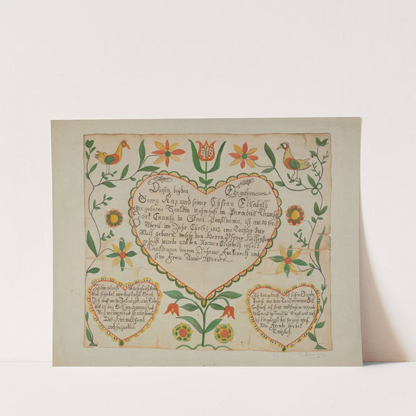 Fraktur - Birth and Baptismal Certificate by Emma M. Krumrine