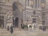 Franz Joseph in seiner Kutsche aus der Burg kommend