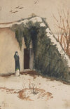 Frau im Innenhof