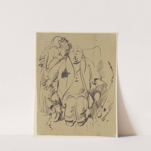 Frau Knopp flüstert ihrem Mann etwas ihn Überraschendes ins Ohr by Wilhelm Busch