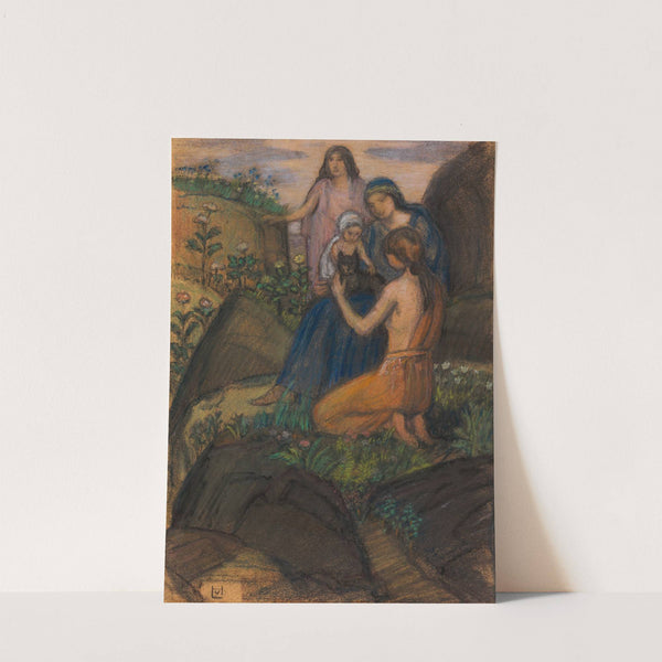 Frauen mit Kind in arkadischer Landschaft by Ludwig von Hofmann