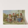 Frauen und Kinder mit spielender Katze by Heinrich Stohl