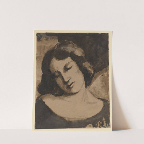 Frauenkopf mit geschlossenen Augen by Hermann Lismann