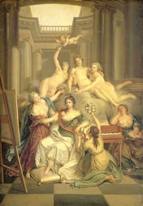 Frederika Sophia Wilhelmina of Prussia (1751-1820). Wife of Prince Willem V, in the Temple of the Arts (1760 - 1790)