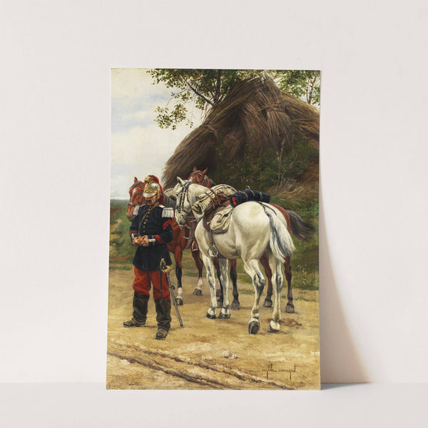 French trooper with his horse by Eugène Chaperon
