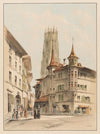 Fribourg (Suisse) Tour St. Nicolas, entrée de la grande Rue (1915-1945)