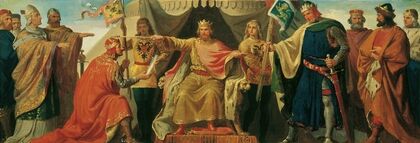 Friedrich Barbarossa belehnt Heinrich Jasomirgott und Heinrich den Löwen (1860)