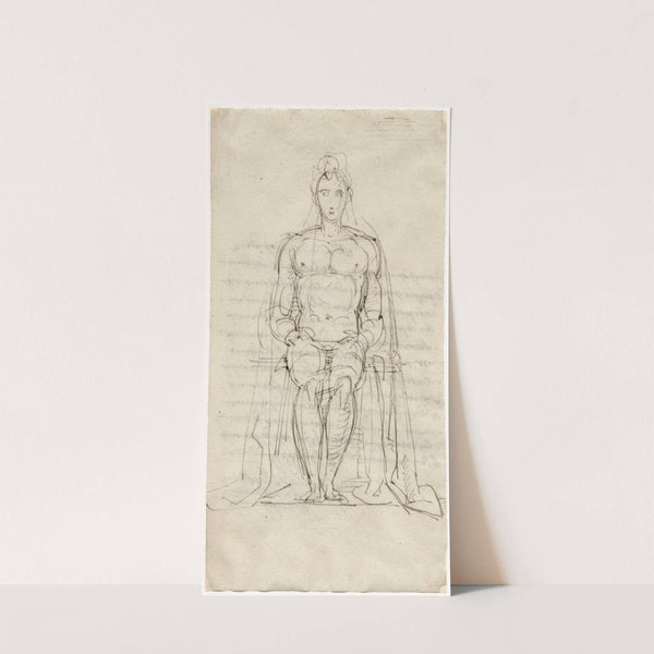 Frontaal zittende mannenfiguur, met lange mantel by David Humbert de Superville