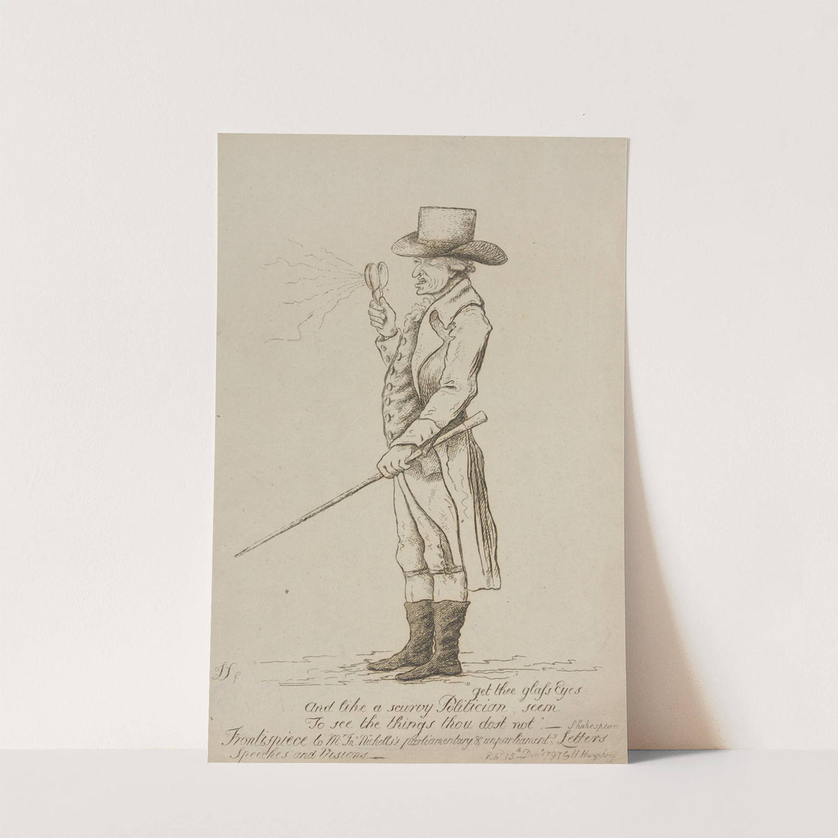 [Frontispiece to citizn Jno Nicholls’s parliamentary & unparliamenty letters speeches and visions (1797) by James Sayers