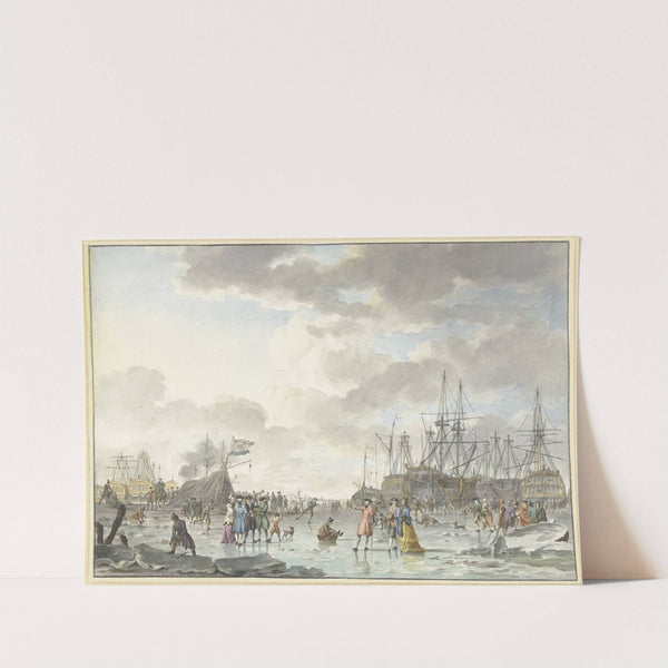 Frost Fair on a Frozen River with Ships by Hendrik Kobell