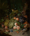 Fruchtstilleben mit Hirschkäfer und Nest