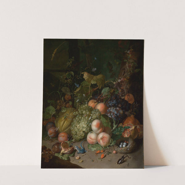 Fruchtstilleben mit Hirschkäfer und Nest by Rachel Ruysch